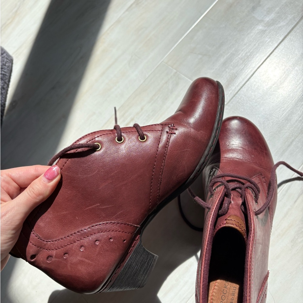 Rockport Aria Wine Red/Merlot/Burgundy Leather Ankle Booties